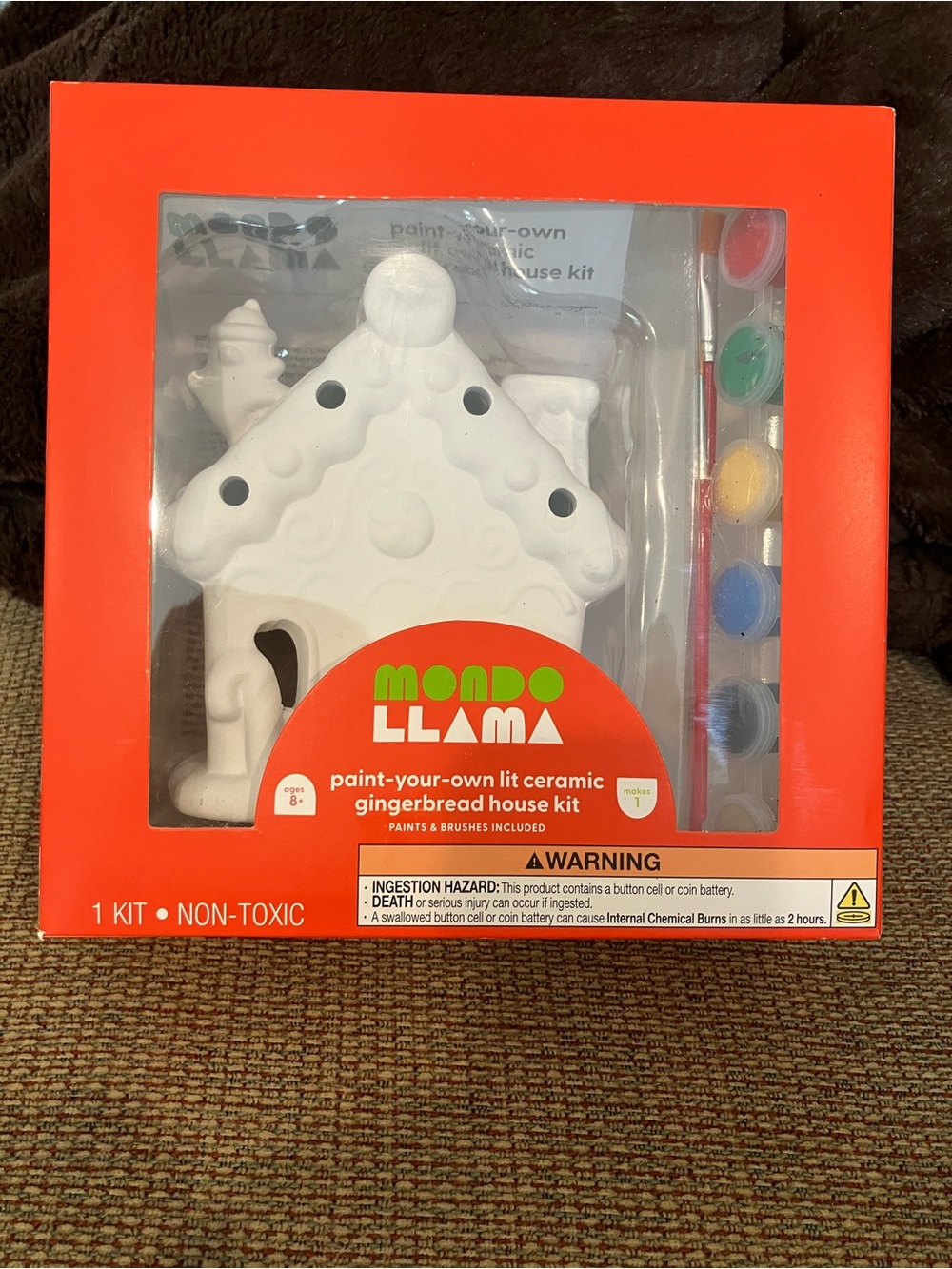 New Mondo Llama White Ceramic Gingerbread House Paint-Your-Own Kit